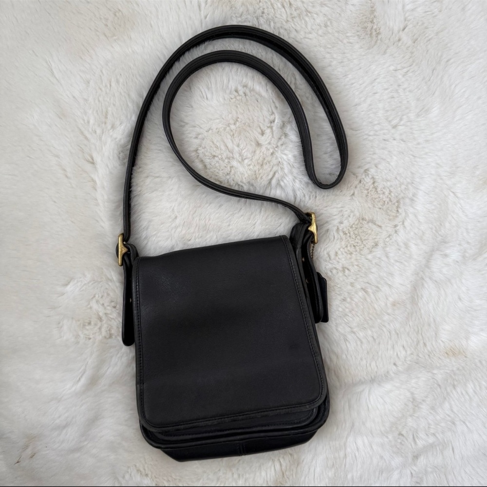 Coach Vintage 9145 Studio Flap Black Leather Crossbody Shoulder Bag